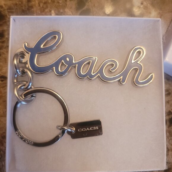 COACH - Blue and Silver Coach Script Keychain (Brand New)(Gift box included) - Picture 12 of 17